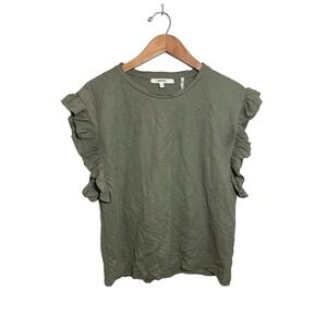 Koton Ruffle Sleeve Top Womens Medium Cap Sleeeve Knit Green